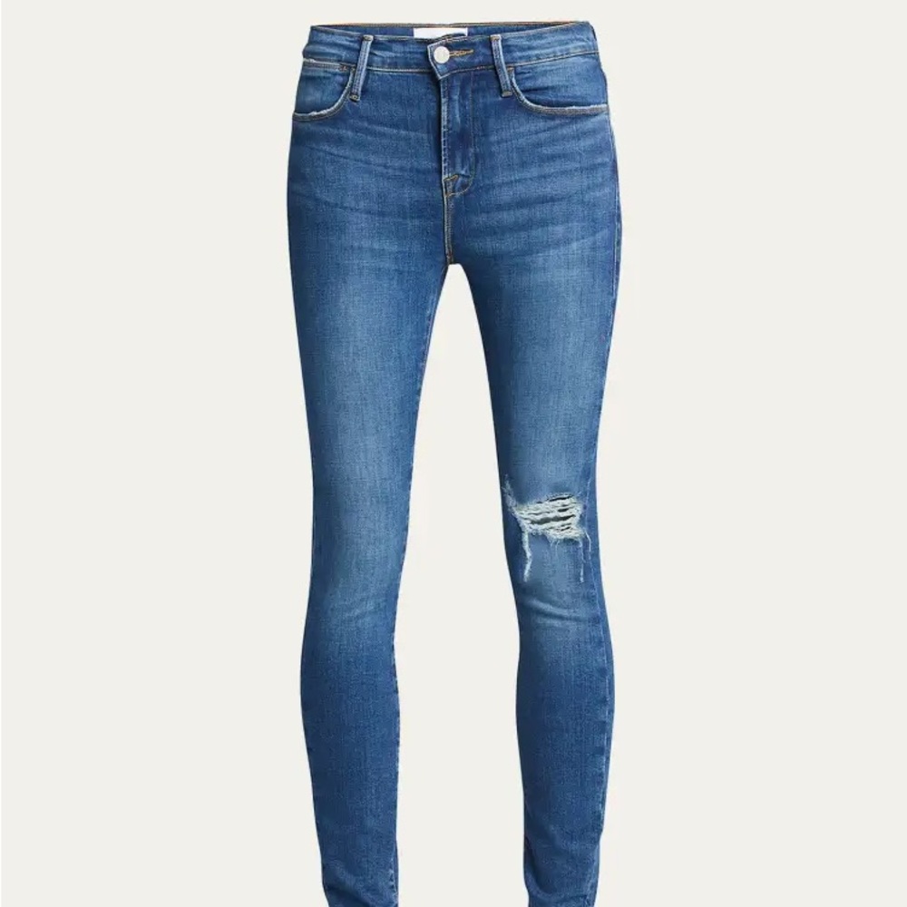 FRAME Denim Le High Skinny Distressed Knee Size 24 Jeans